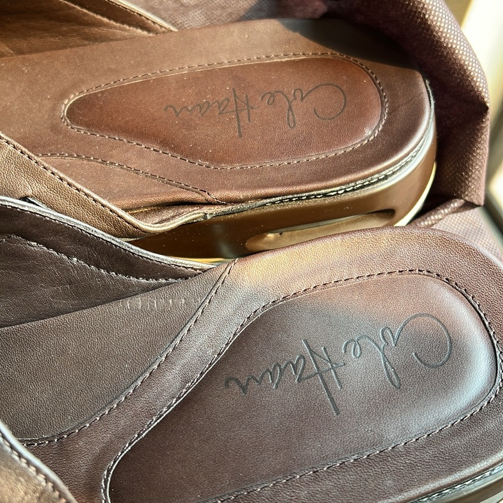 Cole Haan men’s leather dressy flip flops with Nike air  sole. Men’s 9 1/2 - Picture 8 of 10